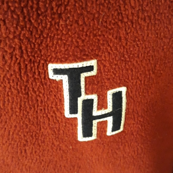 TOMMY HILFIGER Dark Red Fleece Sz L Jacket VTG - Picture 3 of 6